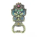 Vintage zinc alloy beer bottle opener with butterfly floral design and bronze finish - Butterfly Flower Style (C00003)