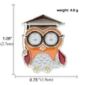 Épingle chouette en émail orange et blanc avec dimensions et poids de 4,6 g - A00235