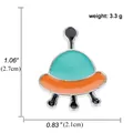 Broche émaillée en forme d'OVNI vert menthe et orange, taille 2,7x2,1 cm - OVNI Vert Orange (A00207)