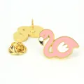 Pin de esmalte de flamenco rosa con baño de oro y cierre de mariposa para ropa - Flamenco Rosa (A00010)
