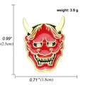 Vintage Hannya demon mask brooch in red enamel finish with gold-tone zinc alloy detail - Red Hannya Style (A00241)