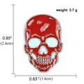 Zinc alloy vintage red enamel skull brooch pin measuring 0.95 by 0.63 inches - Red Skull Style (A00242)