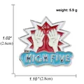 Cartoon High Five Emaille-Anstecknadel mit rotem Explosionsrand und 2,6 cm Abmessung - High Five Stil (A00163)