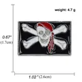 Vintage rectangle pirate skull enamel pin with red headscarf, 2.6cm by 1.7cm size - Black Pirate Flag Style (A00243)