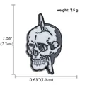Skull enamel brooch with black and white drip oil finish and detailed size measurements - Sword Skull Style (A00244)