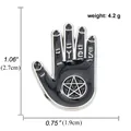 Spilla gotica in smalto nero a forma di mano con scritta YES, misura 2,7x1,9cm e 4,2g - Stile Palmo con Simbolo Mistico Nero (A00161)