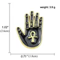Spilla a palmo in smalto nero con simbolo Ankh dorato e lettere K.O. misura 2,6 cm - Stile Palmo con Simbolo Ankh Nero (A00160)