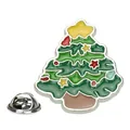 Enamel Christmas tree brooch in dark green and gold with a silver butterfly clutch back - Pentagram Decorated Christmas Tree(A00429·)
