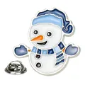 Christmas snowman enamel pin featuring blue and white striped scarf with clutch back - Snowman with Blue Scarf and Winter Hat(A00426·)
