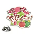 Épingle de Noël en émail avec boîte cadeau verte, nœud rose et inscription - Boîte cadeau anglaise Joyeux Noël(A00430·)