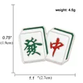 Chinese traditional Mahjong enamel brooch featuring Fa and Zhong characters in silver finish - Combination Style - Fa And Zhong