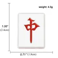 Traditional Chinese Mahjong Hong Zhong enamel pin with red character and silver metal frame - Red Zhong Style