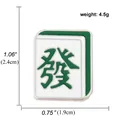 Traditional Mahjong Fa enamel pin with white base and green characters 2.4x1.9cm - Fortune Style