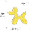 Yellow balloon dachshund enamel pin for lapels with detailed sizing and weight markers - Yellow