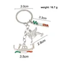 Detailed size specifications of Venice souvenir keychain with gondola and lion charms - Venice Theme Triple Charm Set (B00007)