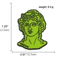 Grüne Dionysos Emaille-Brosche Griechische Mythologie mit Maßen 3,2cm x 2,3cm - Dionysos Porträt (A00975) / Grün