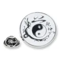 Vintage Yin Yang Bagua Emaille Brosche aus Silberlegierung mit Drachenmuster - Qiankun Drachenmuster Tai Chi Stil (A00104)