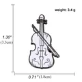 Cartoon white violin enamel brooch with bow, 3.3cm height and metal oil drip finish - Violin Style (A00465)