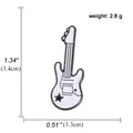 White electric guitar enamel pin badge with star detail and dimensions 3.4cm x 1.3cm - Electric Guitar Style (A00460)