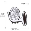 Detailed view of white enamel French horn brooch with 4.5g weight and size specifications - French Horn Style (A00459)