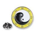 Retro Tai Chi Bagua Emaille-Anstecknadel mit schwarz-weißem Yin-Yang-Design und Gelb - Gelber Bagua Tai Chi Stil (A00099)