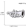 White trumpet enamel pin with dimensions and weight specs for musical lapel jewelry - Trumpet Style (A00458)