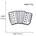 Detailed dimensions of the white accordion enamel brooch badge with 2.6cm width - Accordion Style (A00457)