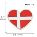 Herzförmige Dänemark-Flaggen-Emaille-Anstecknadel mit Silberfinish 20x18mm Maße - Dänemark Wikingerschiff