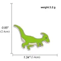 Cute green enamel dinosaur brooch with silver metal trim and 3.2g lightweight design - Fruit Green Parasaurolophus (A00830)