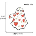 Cartoon white ghost enamel pin with red hearts and dimensions of 1.38 by 1.18 inches - Heart Pattern Style (A01066)