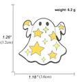 Detail view of cartoon ghost enamel pin showing size dimensions of 3.2cm by 3.0cm - Stars Pattern Style (A01065)