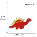 Cute red dinosaur enamel brooch pin with yellow fins and silver metal trim - Red Stegosaurus (A00831)