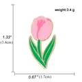Details zur rosa Tulpen-Emaille-Brosche mit Gewicht 3,4g und Maßen von 3,4cm x 1,7cm - Tulpe