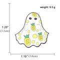 Ghost enamel pin with pineapple pattern and dimensions of 3.2cm by 3.0cm - Pineapple Pattern Style (A01064)