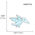 Cute light blue pterosaur enamel pin with silver metal outlines and size dimensions - Light Blue Pterosaur (A00832)