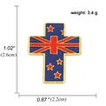 Broche croix dorée avec drapeau de la Nouvelle-Zélande en émail et dimensions - Nouvelle-Zélande