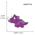 Cute purple triceratops enamel pin with green spots and silver metal edges for bags - Purple Triceratops (A00833)