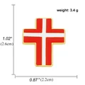 Vista dettagliata delle dimensioni di una spilla smaltata dorata con bandiera rossa - Nave Vichinga Danimarca