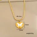 Collana in acciaio inossidabile placcato oro con ciondolo a cuore e farfalla - Stile Farfalla Cuore Bianco (C-1-26)