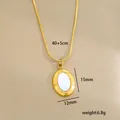 Collana in acciaio inossidabile placcata oro con ciondolo ovale in madreperla e catena - Stile Conchiglia Bianca Ovale (C-1-27)