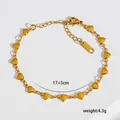 Bracciale a catena con cuori placcato oro 18K con chiusura regolabile e logo S925 - Catena a Maglie Cuore Pieno / Oro