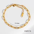 Bracciale a catena a graffetta in acciaio inossidabile placcato oro 18K con estensione - Catena paperclip / Oro
