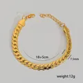 Pulsera de cadena plana dorada con cierre de langosta y eslabón de extensión ajustable - Cadena de serpiente plana dorada (5-3)
