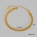 Detalle de pulsera de cadena spiga dorada de 18+5cm con cierre de mosquetón seguro - Cadena de trigo dorada (5-5)
