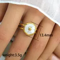 Detailed close-up of a golden star enamel ring showing dimensions 13.4mm and 3.5g weight - Double Band Star Ring (257) / 13.4mm