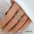 Detail view showing 10.5mm width and 2.9g weight of the star and moon open ring - Hollow Star Moon Design (285)