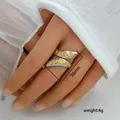 Detail view of dual-tone floral wrap ring with 30mm length and 4g weight specifications - Floral Embossed Wrap Design (286)