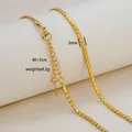 Dettaglio della collana a catena box dorata 3mm con chiusura a moschettone ed estensione - Stile Catena Veneziana / Oro