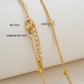 Detail of 18K gold plated stainless steel necklace with 3mm beads and lobster clasp - Beaded Fine Chain Style / Gold