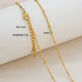 Detailed view of 18K gold plated stainless steel box chain with size and weight specs - Delicate Bead Chain Style / Gold